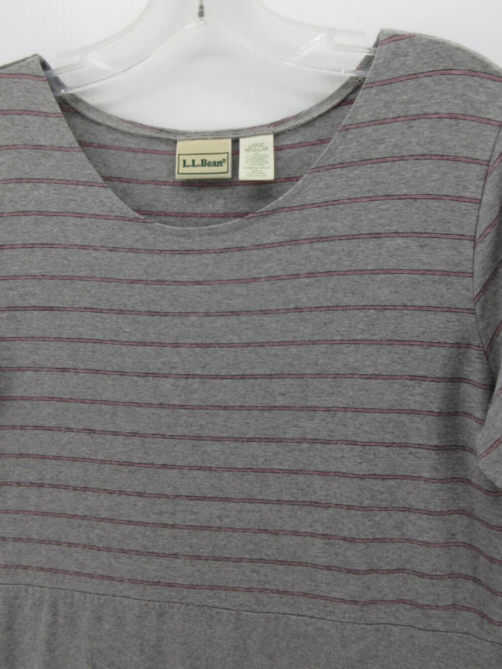 VINTAGE LL Bean Dress Large Shirt Maxi Striped Pullover Stretch Knit - Picture 2 of 10
